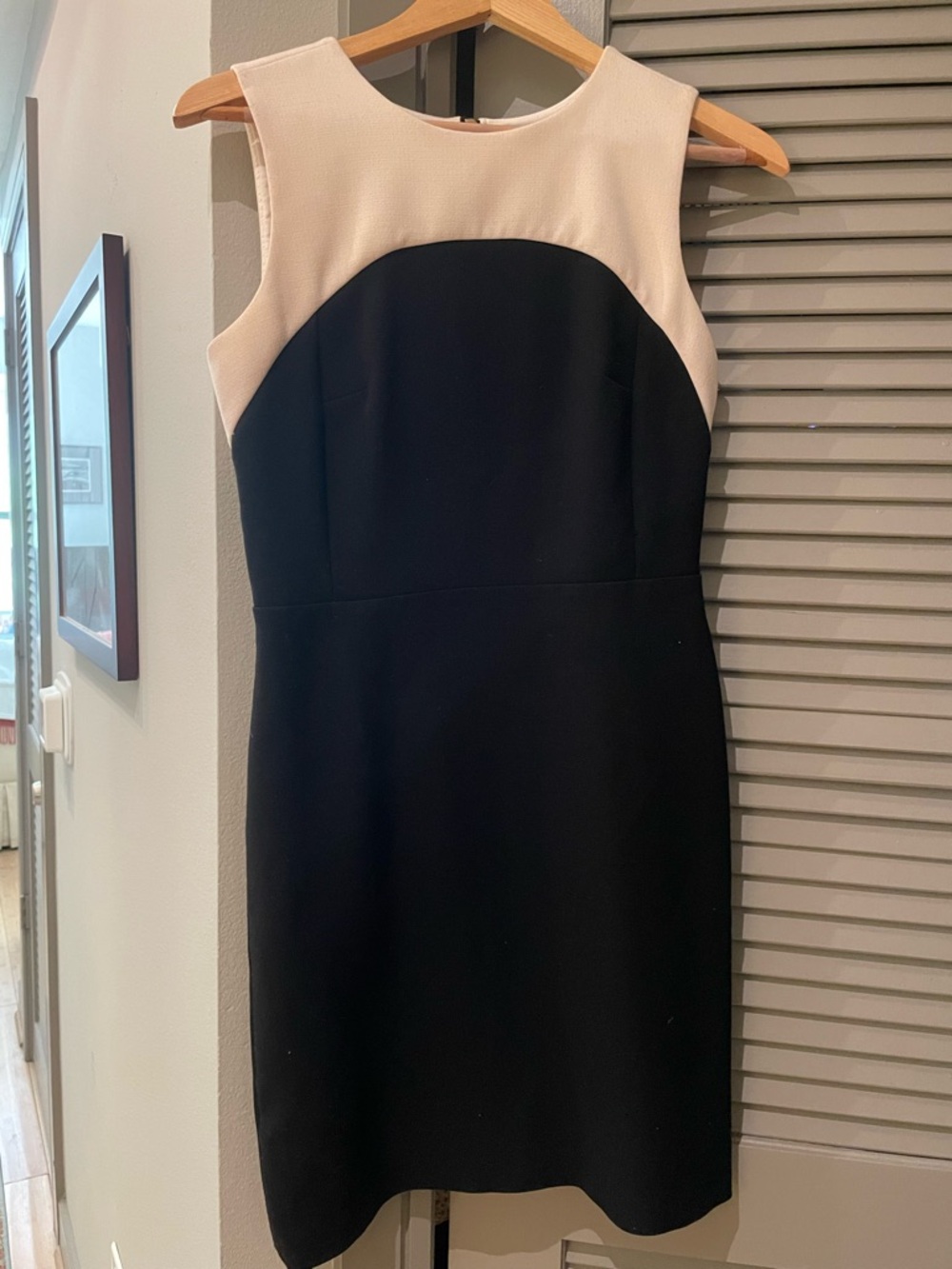 LOFT Sleeveless Two-Tone Midi Dress in Black and Cream